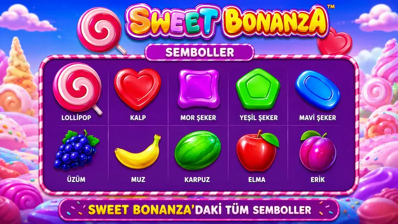 Sweet Bonanza sembolleri ve ödeme tablosu